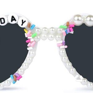 'Birthday Queen' Glasses for Women Heart-Shaped Rhinestone Gift Accessories